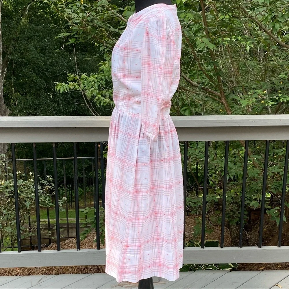 Vintage 60s does 50s Plaid Fit and Flare Cotton Day Dress - Picture 5 of 13